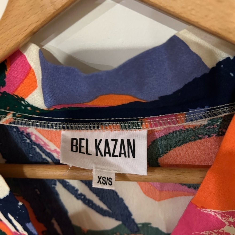 Anthropology Bel Kazan Poppy Short Sleeve VNeck Side Slit Maxi Kaftan Dress XS/S - Picture 6 of 10
